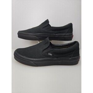 VANS Slip-On All Black Canvas Skate Sneaker Shoes Unisex Men's 6 Women's 7.5
